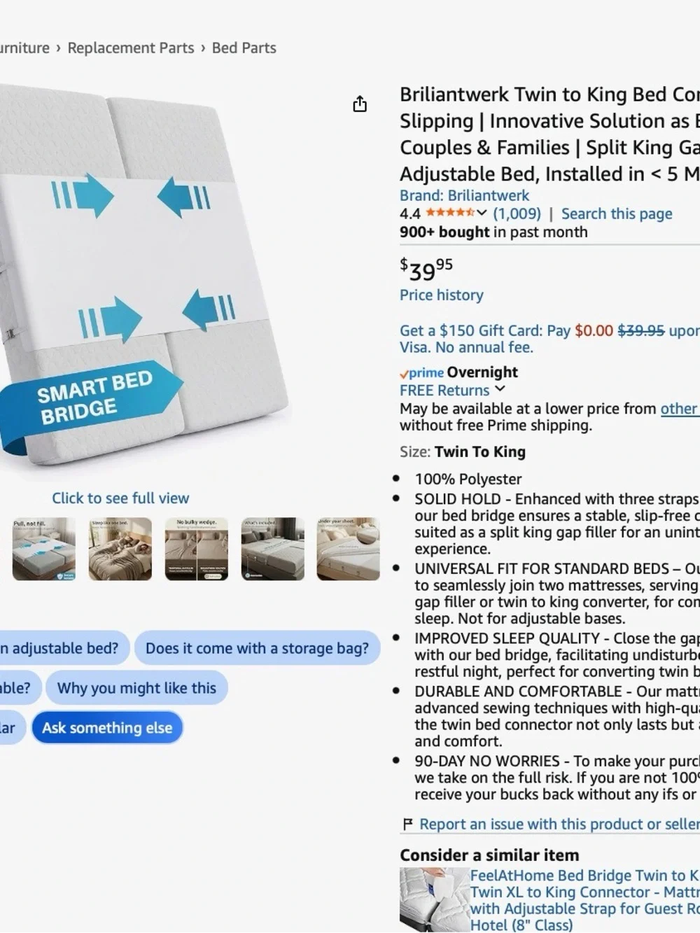 Amazon Mattress Bridge Connector Strap